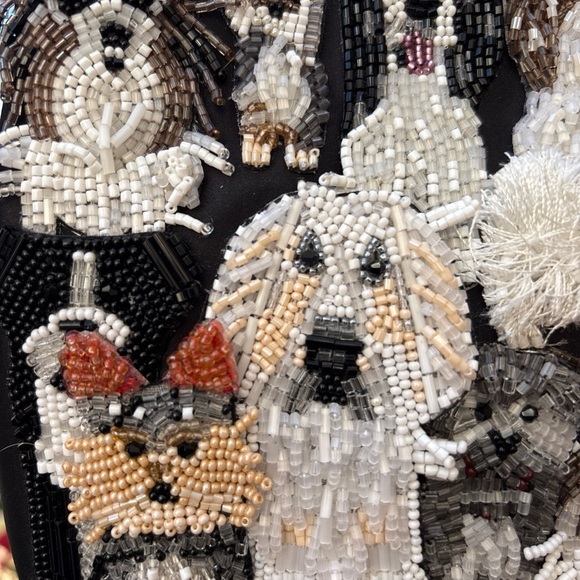 Anthropologie Susan Alexandra BARKIN Beaded Bag small NWT black satin lady bag - Picture 13 of 14